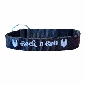 Rock &acute;n Roll Hundehalsband | schwarz | L-XL...
